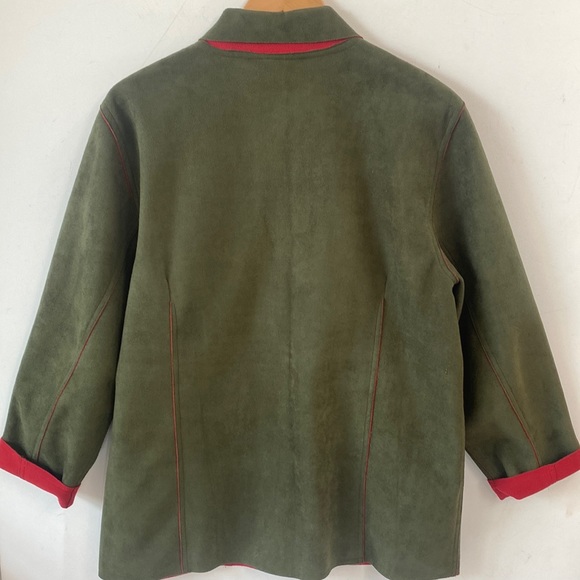 VTG 90’s Alfred Dunner Faux Microsuede Green and Red Microsuede Jacket, Size 14 - Picture 8 of 10